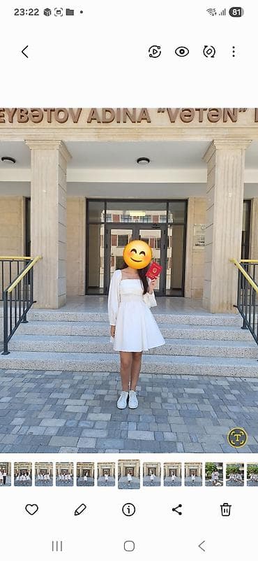 koja donlar: Ağ rəngli zərif qız donu - Model: qısa ətəkli, kvadrat yaxalı - Qol — 1