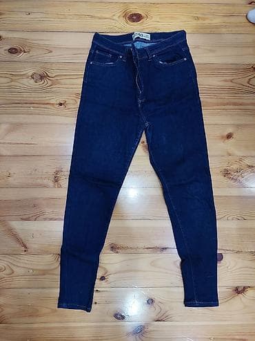 Qadın dar kəsimli cins şalvar - Rəng: tünd indiqo (dark blue) -