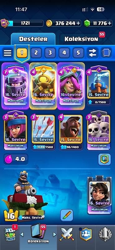 İncəsənət və kolleksiyalar: Clash Royale hesabı - Kral səviyyəsi: 16 (Maks. səviyyə) - Kupa: 11 — 4