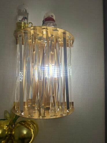 gece lampası: Kristal dekorlu divar bra - Material: metal gövdə (qızılı rəng) + — 1