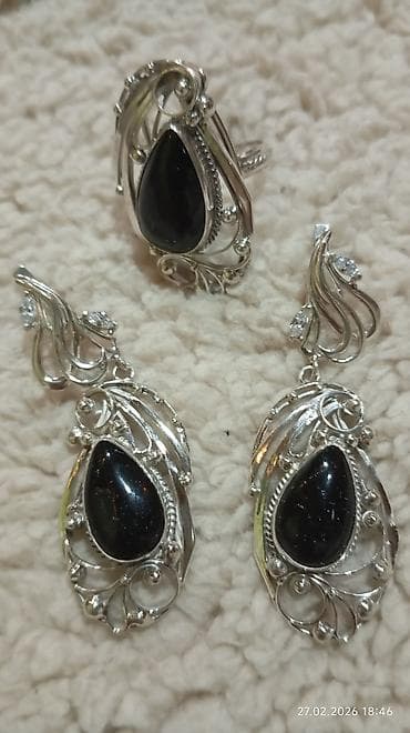 gumuş üzuk: Серебро 925 пробы. Камень натуральный Турмалин шерл звёздчатый! кольцо — 1