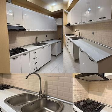 Mətbəx mebeli satılır. - Ölçü: 4 m xətti - Rəng/üzlük: Parlaq ağ