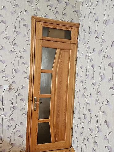 mdf qapilar: Taxta otaq qapısı – üst pəncərəciyi (fonar) və şüşəli dizayn - — 2