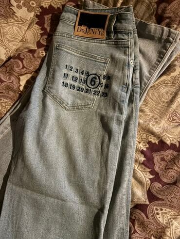 женские джинсы со стразами: Джинсы, M, L, цвет - Голубой — 5