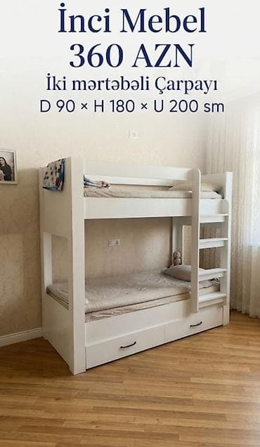 İki mərtəbəli çarpayı – İnci Mebel Ağ rəngli, müasir və səliqəli lalafo.az -da İki mərtəbəli çarpayı – İnci Mebel Ağ rəngli, müasir və səliqəli