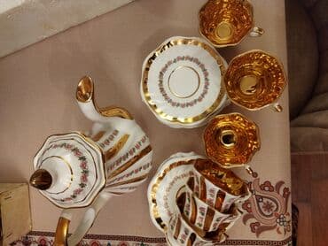 ak deniz astar: Çay dəsti, rəng - Ağ, Farfor — 1