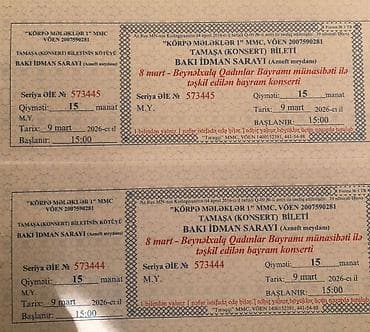 Məhsul: Konsert biletləri Tədbir: “8 mart – Beynəlxalq Qadınlar