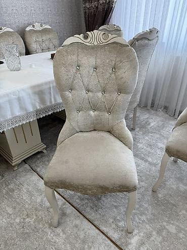 stul örtüyü: Qonaq otağı üçün, İşlənmiş, rəng - Bej Stul — 1