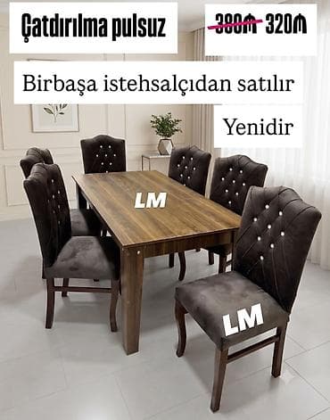 perla stul: Masa dəsti MASA +6 STULL💥 Masa bağlı: 90×1.70+6stul: 320₼ Masa — 1