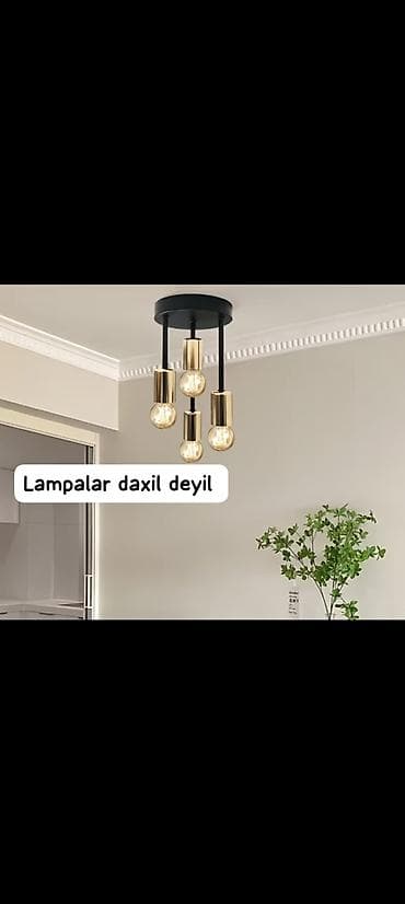 heyvanlar meymun: Müasir tavan lampası – 4 başlı Lamplar daxil deyil - Dizayn: Qara — 1