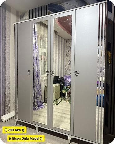 Yeni, 4 qapılı, Güzgülü, Boz, Digər material, Açılan, Düz dolab lalafo.az -da Yeni, 4 qapılı, Güzgülü, Boz, Digər material, Açılan, Düz dolab