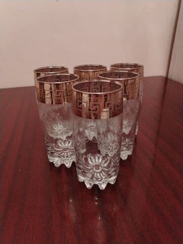 Stəkanlar, rəng - Qızılı, Şüşə, 6 ədədli dəst, Türkiyə