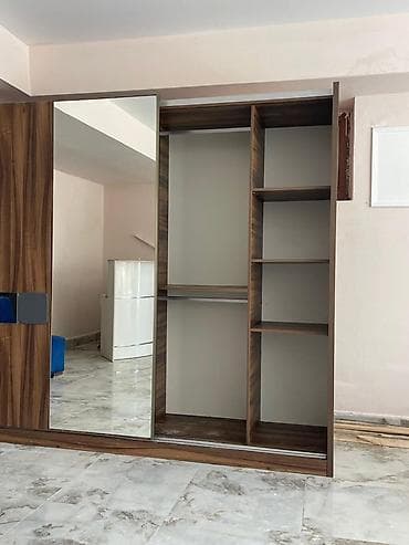 siyirmeli skaf: İşlənmiş, 2 qapılı, Güzgülü, Qəhvəyi, Digər material, Kupe, Düz dolab — 2