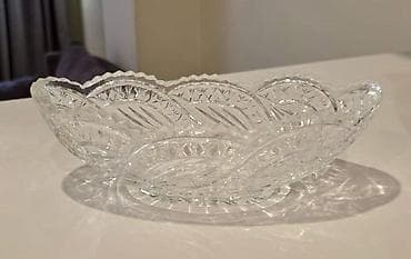 Qab-qacaq və mətbəx ləvazimatları: Kəsimli şüşədən dekorativ meyvə/salata qabı - Material: şəffaf, qalın — 1