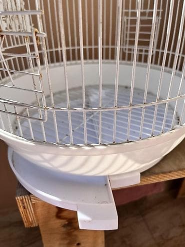 Собаки: Ağ rəngli dairəvi quş qəfəsi su qabı verilir üsdündə - Material — 3