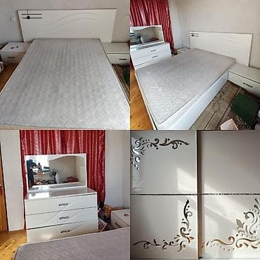 Столы и стулья: Двуспальная кровать, Б/у — 1