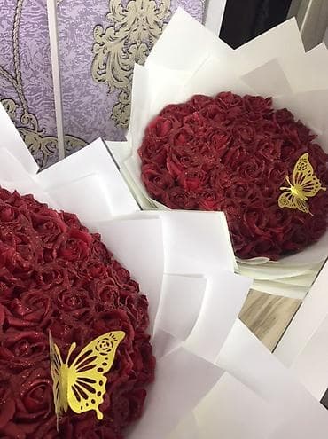 Süni güllər: Qırmızı və çəhrayı qızılgül buketləri – dekorativ kompozisiyalar - — 1