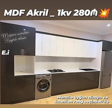 mdf qapi: MDF akril materialından hazırlanmış mətbəx mebeli dəsti. Aşağı hissəsi — 1