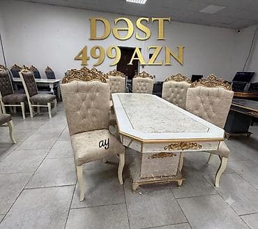 *Masa desti* *stol stul* Masa 93×200 +6 ədəd oturacaq 🎨 Rəng seçimi