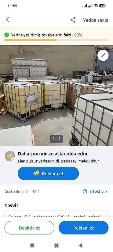 IBC tank konteynerləri (1000 L) - Həcmi: təxminən 1000 litr hər tank — 3