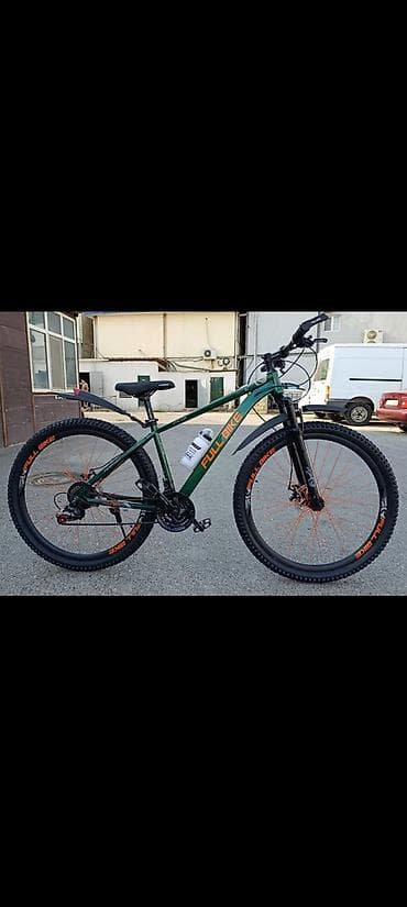 ucuz velosibed: Dağ velosipedi – FULL BIKE - Rəng: tünd yaşıl, narıncı detallarla - — 1