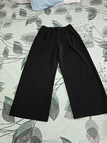 Qara geniş kəsimli şalvar - Rəng: klassik qara - Model: yüksək belli