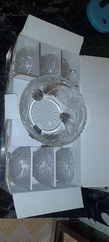 xrustal qutuda: Şirniyyat/qənd qabı dəsti – şüşə (High Quality Glassware Collection) — 3