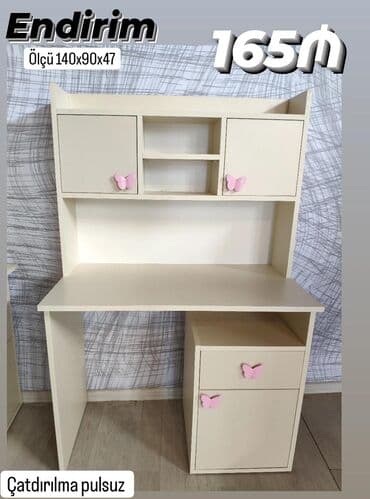 rezolyut masası: Yazı masası 165₼ 💥 ENDİRİM 💥 ✔️Rəng seçimi var ✔️Ölçü 140x90x40 ✔️ — 1