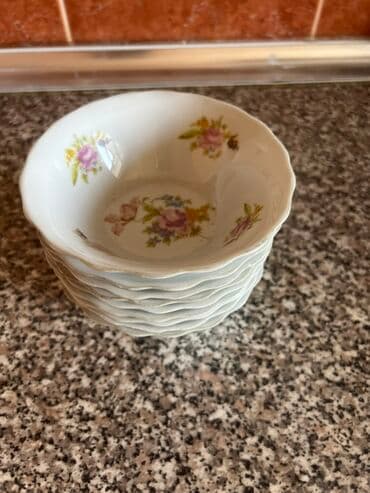 Блюда для тортов и сладостей: Миски, Набор из 6 шт., цвет - Синий, Фарфор, СССР — 24