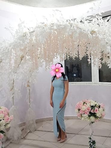 bezek esyasi: Mavi rəngli zərif ziyafət donu - Ölçü: 38 - Kəməri var - Model — 1