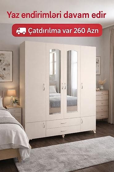 *Sada* 🔥 Yaz endirimi! 🪞 Güzgülü, geniş və rahat dolab ölçüsü1.60×1.95 — 1