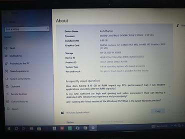 intel i5 notebook: Samsung noutbuk – 15.6" ekranlı Texniki göstəricilər: - Prosessor — 2