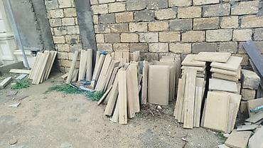 su daşları: Təbii daşdan (qumdaşı/şamaxı daşı tipli) hazırlanmış dekorativ fasad — 3