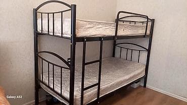 Metall çərçivəli ikimərtəbəli çarpayı - Material: qara rəngli möhkəm