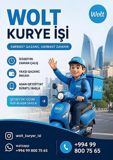 İş: Moto-kuryer tələb olunur, Gündəlik ödəniş, Təcrübəsiz — 1