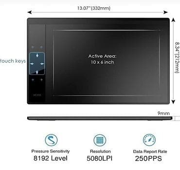 samsung notbuk: Veikk qrafik rəsm tableti və P06 stylus qələmi - Aktiv sahə: 10 x 6 — 2