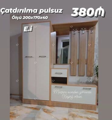 Dəhliz üçün çoxfunksiyalı mebel dəsti - Ölçü: 200×170×40 sm - Rəng