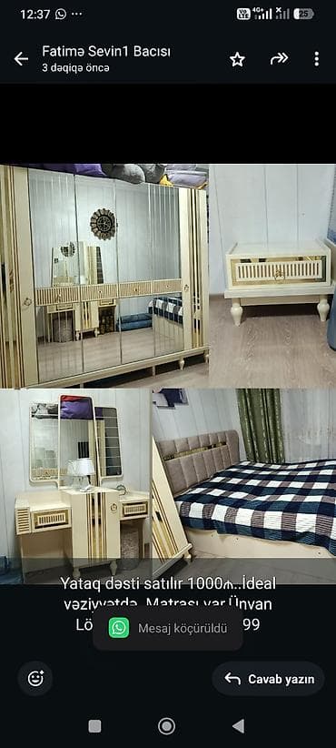 Yataq dəsti satılır 1000₼. İdeal vəziyyətdə. Matrası var.Ünvan — 1