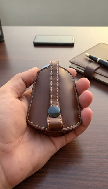 masqa qabi: Əl işi dəri açar qabı 🔑 Zərif və səliqəli dizaynı ilə həm praktik, həm — 2