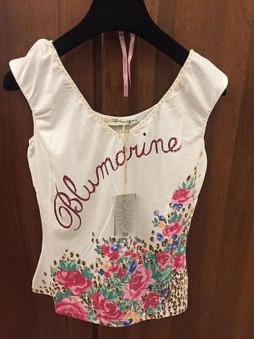 qedimi etir: Blumarine qadın köynəyi – qolsuz, yumşaq açıq krem rəngli parça. Ön — 3