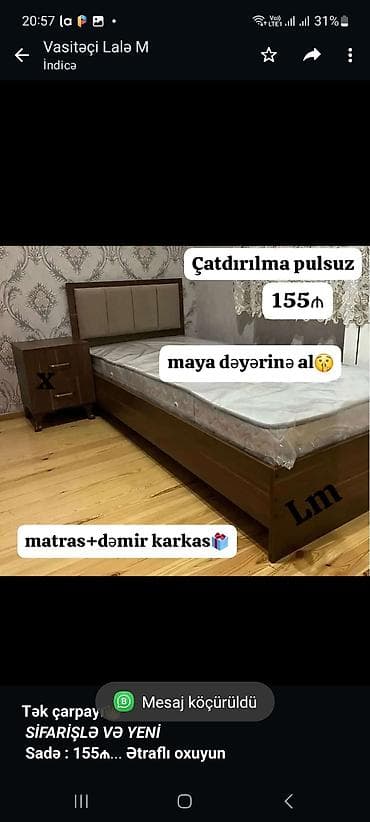 *Tək çarpayı*👑 _*SİFARİŞLƏ VƏ YENİ*_ *Sadə : 155₼*