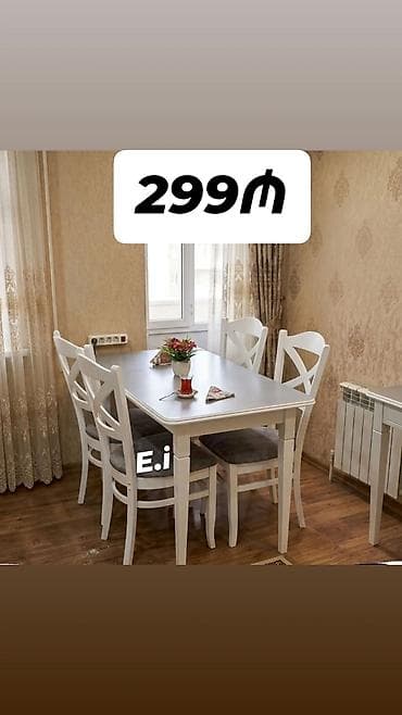 ustol ustul: Yemək otağı üçün masa və 4 stul dəsti - Stil: Klassik/Skandinaviya — 1