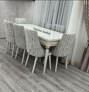 stol ev ucun: Qonaq otağı üçün, Yeni, Açılan, Dördbucaq masa, 6 stul — 1