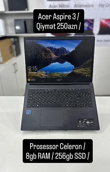 pc komputer: İşlənmiş Acer Aspire, 15.6 ", Intel Celeron, 256 GB, Ünvandan götürmə, Ödənişli çatdırılma, Rayonlara çatdırılma — 1