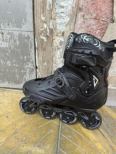 İdman və istirahət: İnline konki – bərk plastik çərçivəli, 4 təkərli, qara rəng — 1
