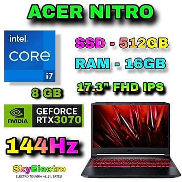 hyper x cloud 2: İşlənmiş Acer Nitro, 17.3 ", Intel Core i7, 512 GB, Ünvandan götürmə, Pulsuz çatdırılma, Ödənişli çatdırılma — 1
