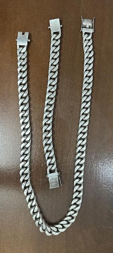 Çantalar: Kişi üçün gümüş zəncir və qolbaq dəsti - Üslub: KUBA (Curb) tipli — 6