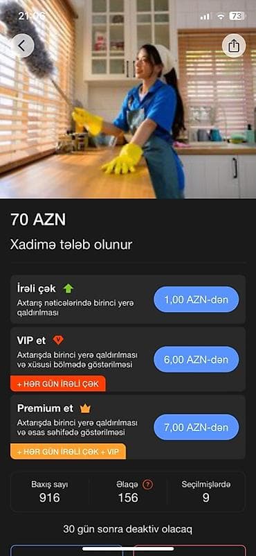 Xadimə tələb olunur, İstənilən yaş, Təcrübəsiz, Dəyişən qrafik, Gündəlik ödəniş