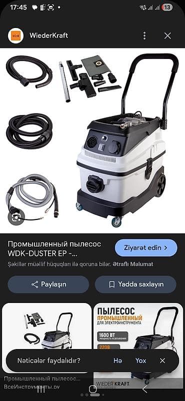 WiederKraft WDK-DUSTER EP sənaye tozsoranı - Güclü sorucu sistem