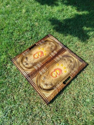 Hovuzlar: Ağac oyma nərd-taxta dəsti - Material: tam ağac (əl işçiliyi oyma — 6